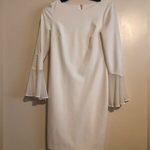 Calvin Klein 3/4 Bell Sleeve Boat Neck Sheath Dress